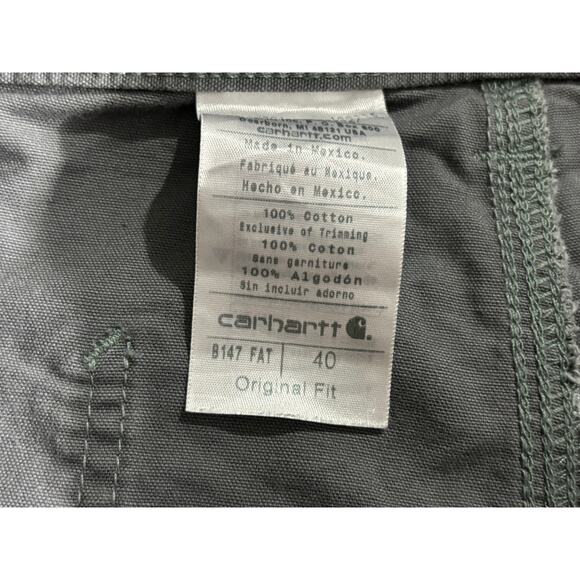 Carhartt Shorts Mens 40 Green B147 FAT Original Fit Carpenter Workwear Outdoor - Picture 7 of 7
